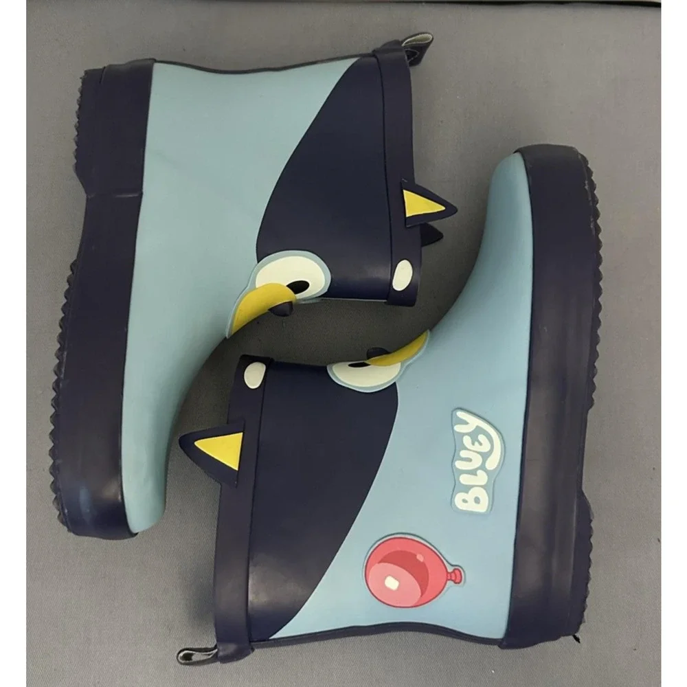 Bluey Rain Boots Kids Size 11 Blue Bluey Character Face Waterproof Pull On